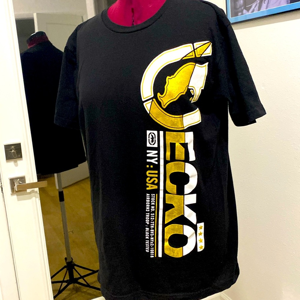Y2K Ecko Unltd. Men's Black & Gold T-shirt |Size XL